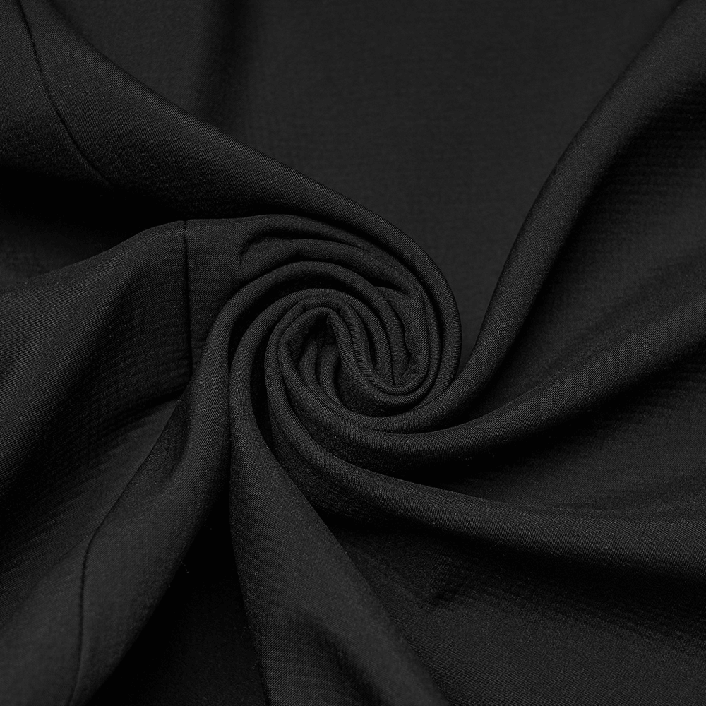 Male Black Hooded Techwear Jacket with Metal Accents fabric in a spiraled view