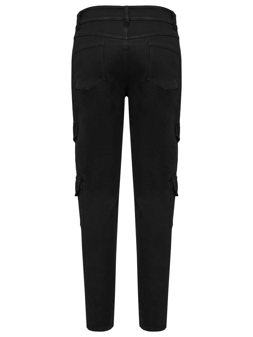 Stylish male black slim fit punk pants featuring multiple cargo pockets, perfect for edgy fashion looks.