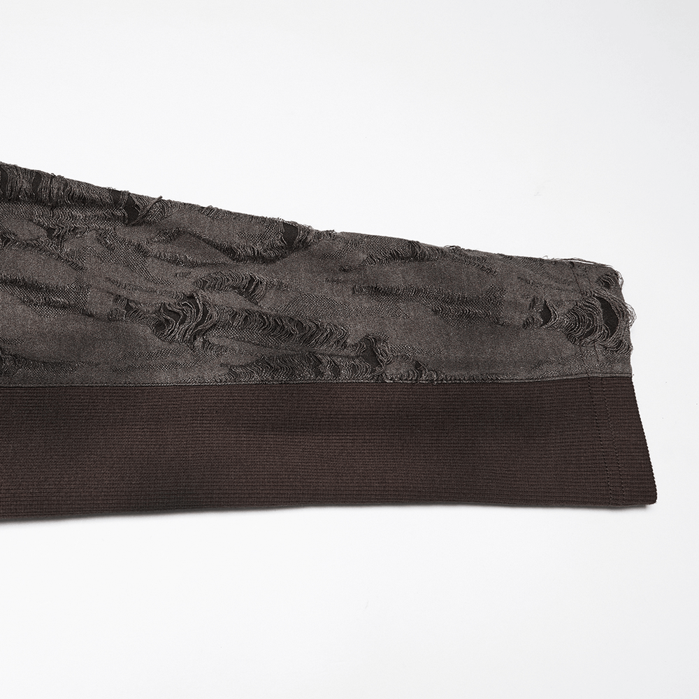 Male Brown Wasteland Drop Crotch Pants with Studs