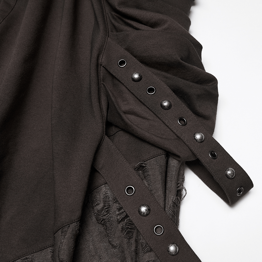 Male Brown Wasteland Drop Crotch Pants with Studs