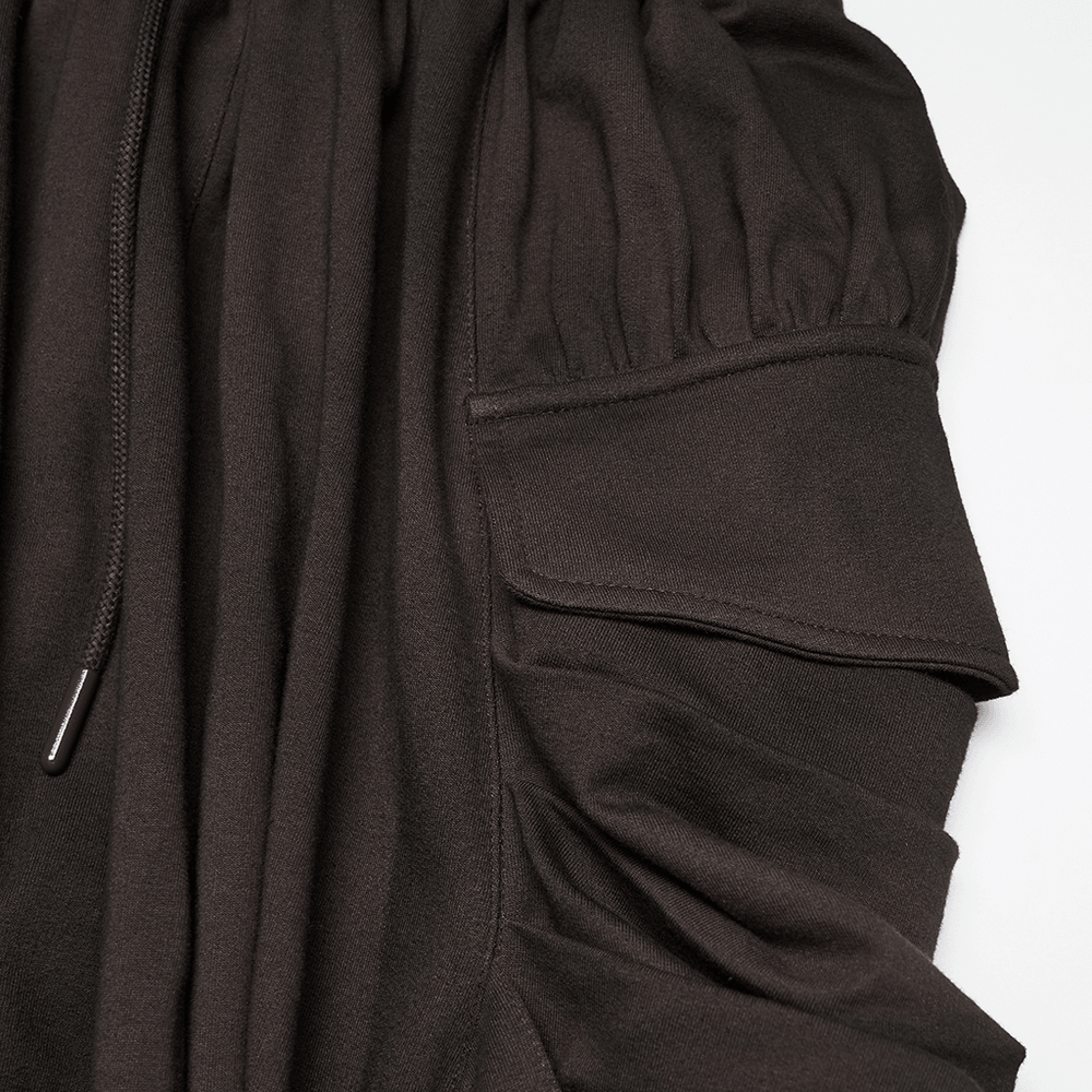 Male Brown Wasteland Drop Crotch Pants with Studs