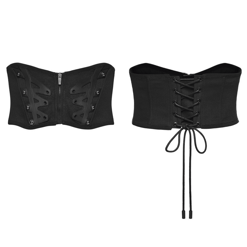 Male Corset Waist Belt with Studs and Back Lacing black corset waist belt with front studs and lace-up back