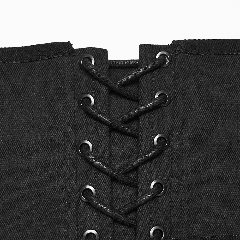 Male Corset Waist Belt with Studs and Back Lacing black lace-up corset detail for a bold edgy fit