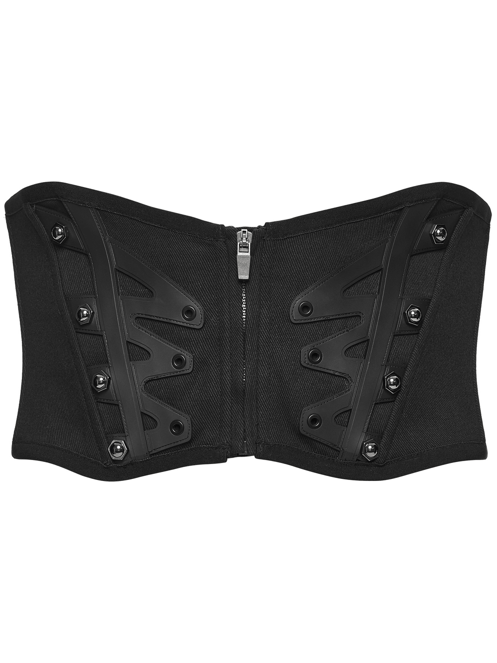 Male Corset Waist Belt with Studs and Back Lacing black zip-front waist cincher with edgy stud detail