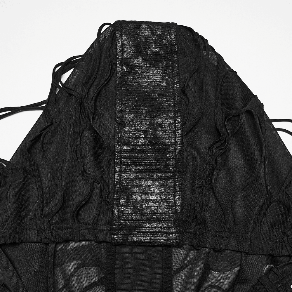 Male Distressed Hooded Gothic Asymmetrical Sleeveless Top