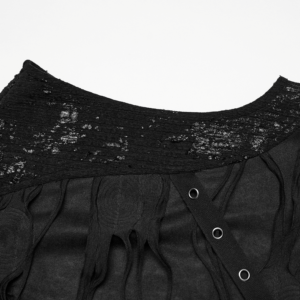 Male Distressed Hooded Gothic Asymmetrical Sleeveless Top