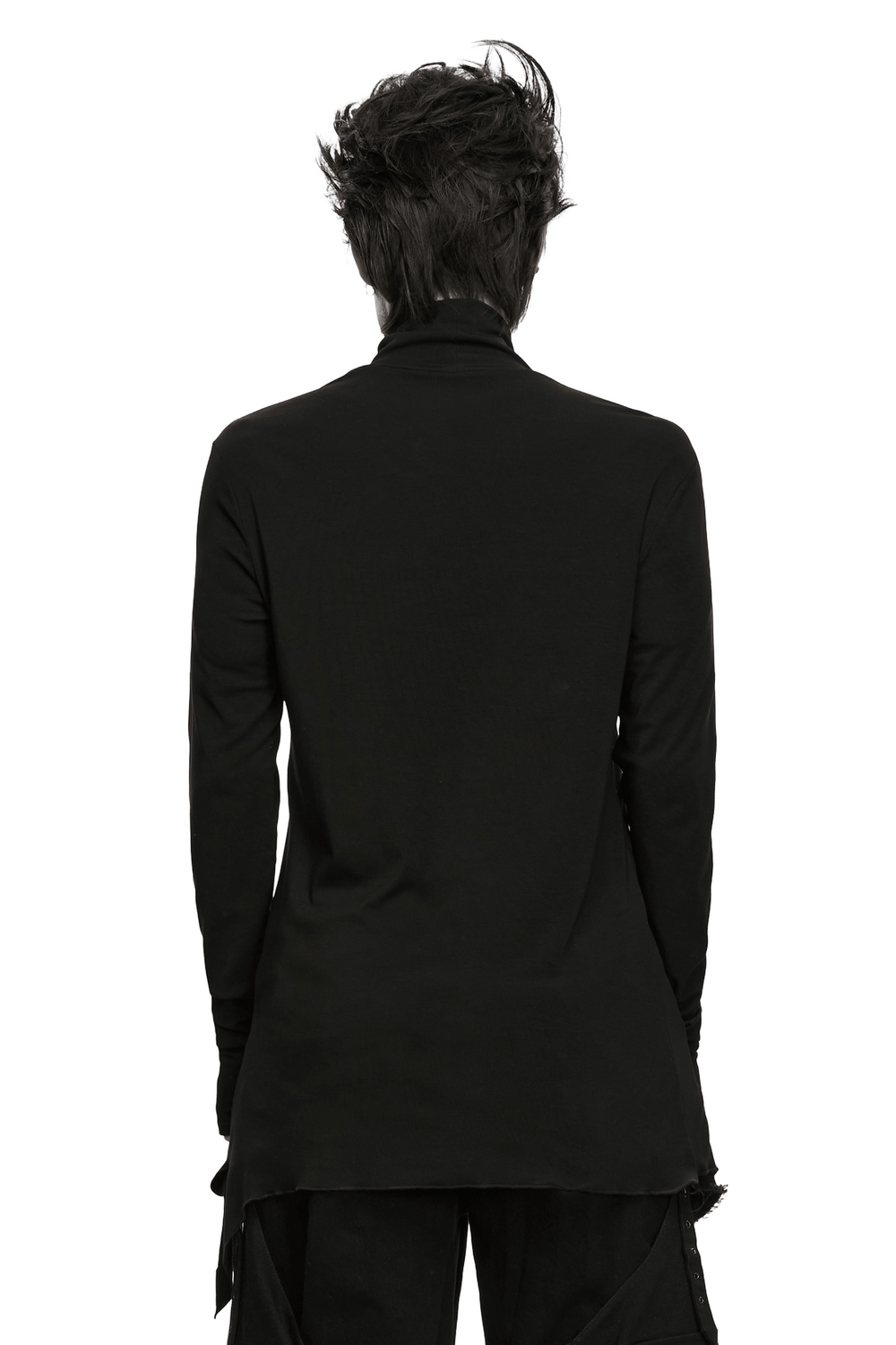 Male Gothic Asymmetric Turtleneck Top with Split Hem