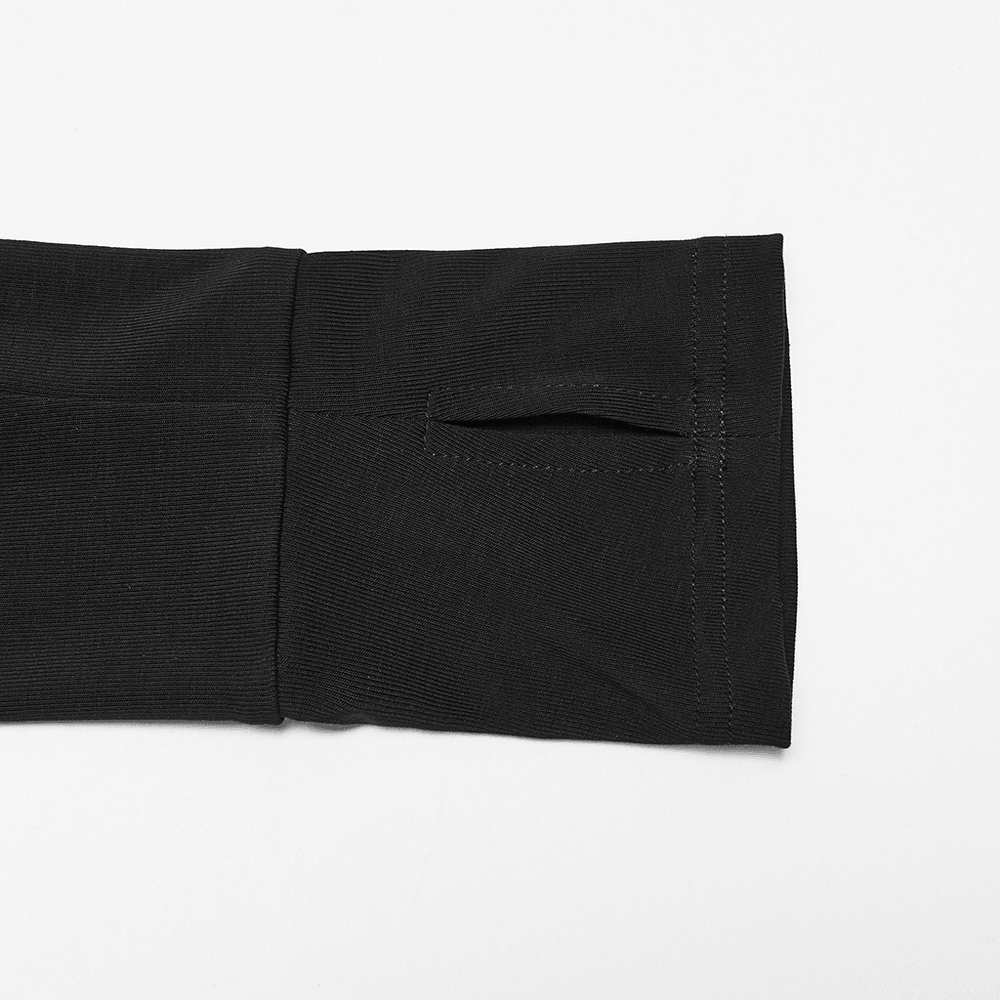 Male Gothic Asymmetric Turtleneck Top with Split Hem