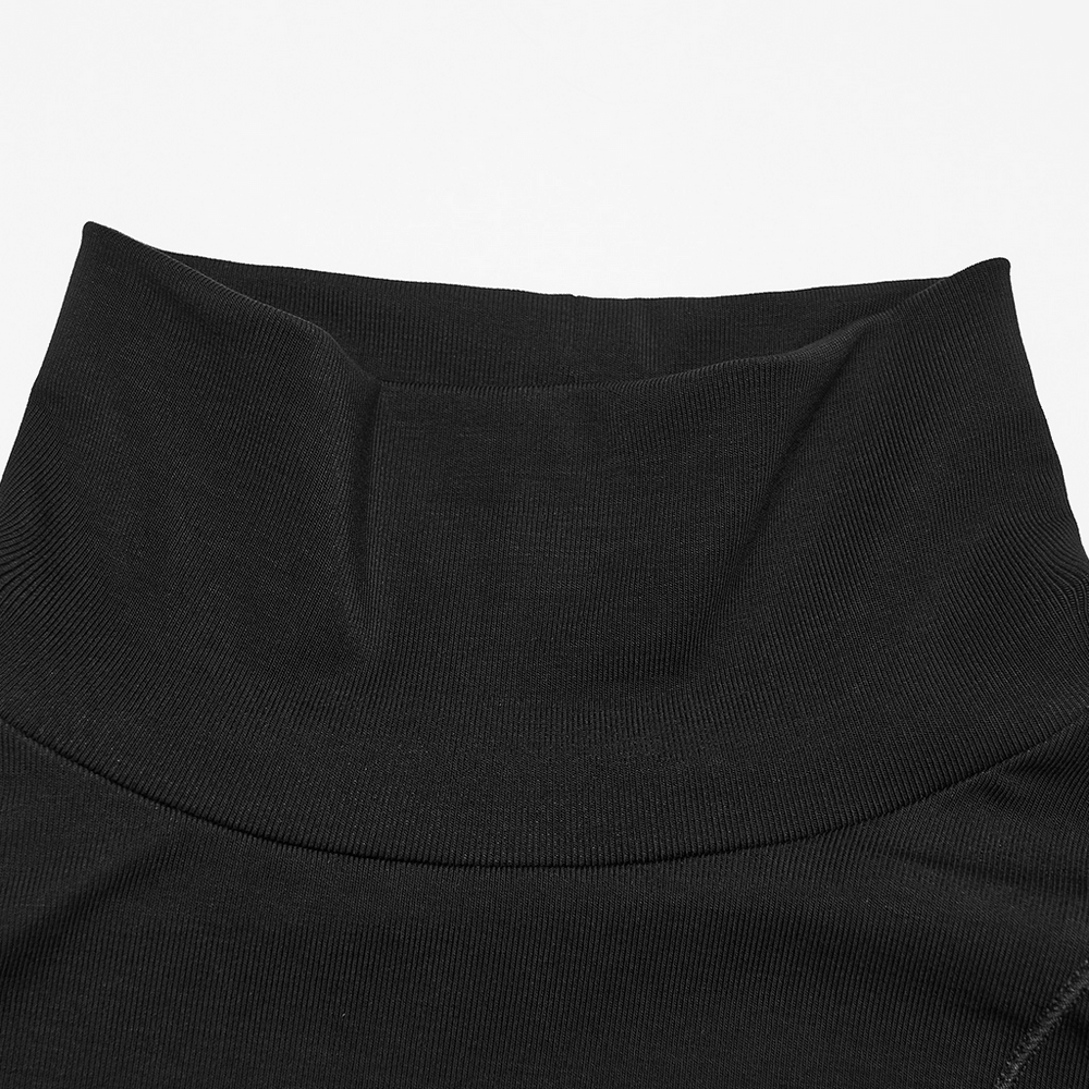 Male Gothic Asymmetric Turtleneck Top with Split Hem