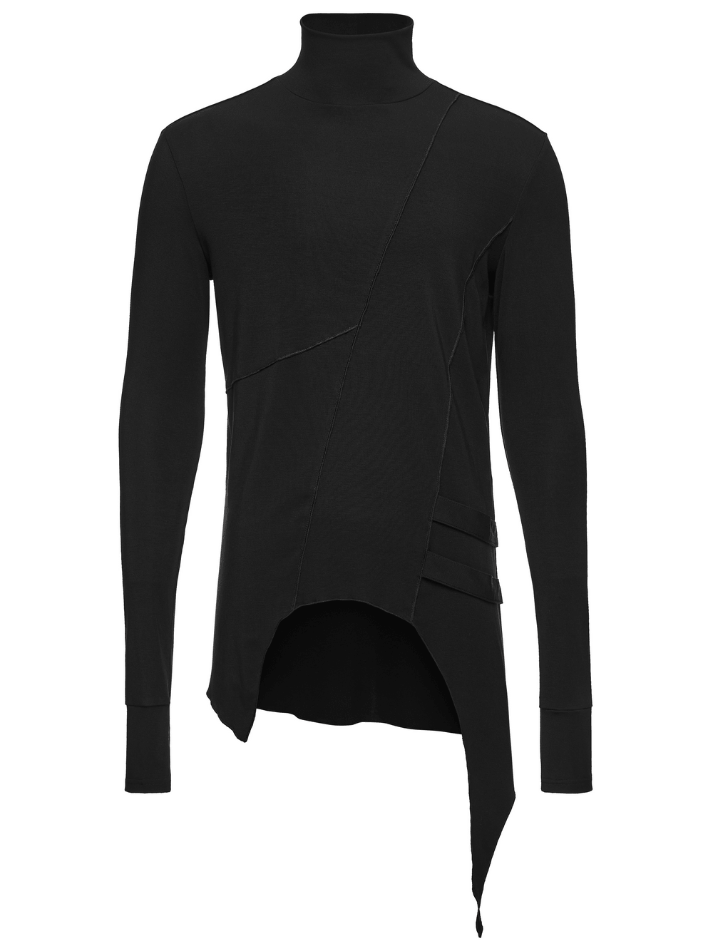 Male Gothic Asymmetric Turtleneck Top with Split Hem