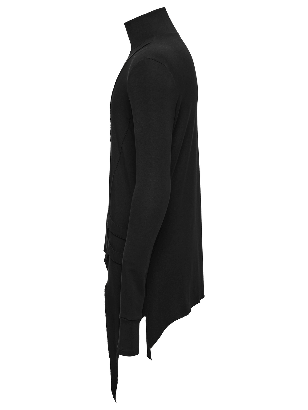 Male Gothic Asymmetric Turtleneck Top with Split Hem