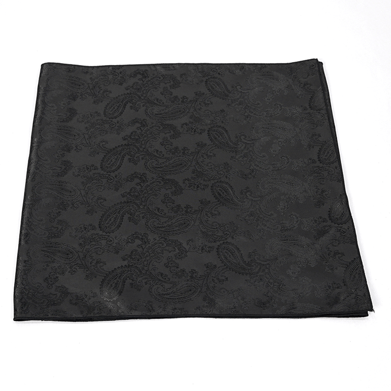 Elegant black paisley patterned fabric square, perfect for gothic vintage style accessories.