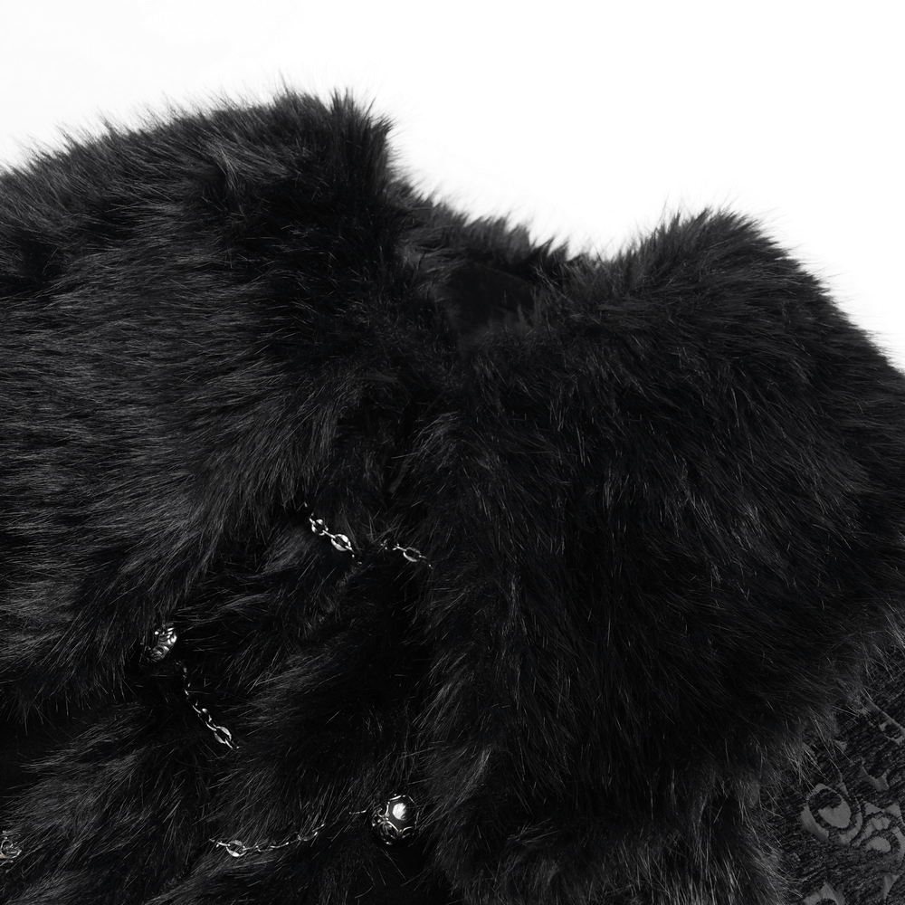 Male Gothic Cape with Faux Fur Collar and Hem Trim showcasing a luxurious faux fur collar and intricate detailing.