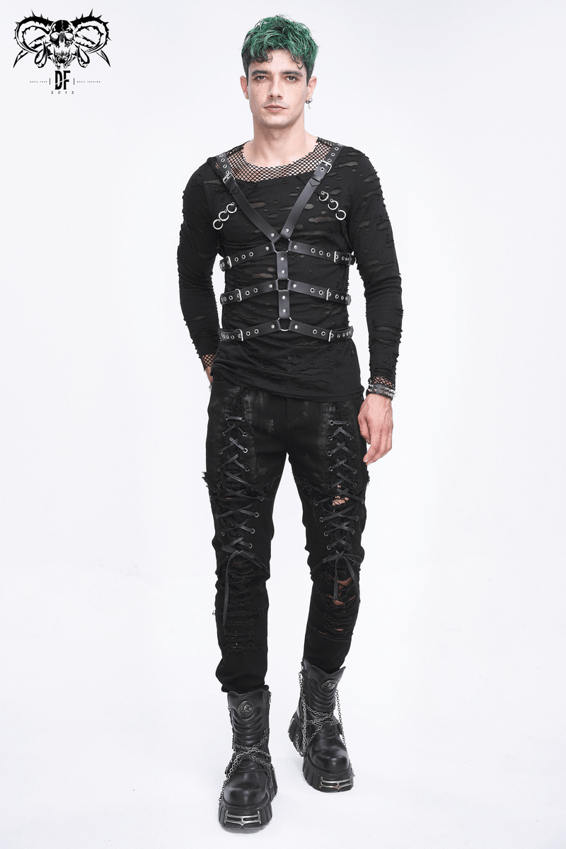 Male Multi-Buckle PU Leather Body Harness in Punk Style - HARD'N'HEAVY