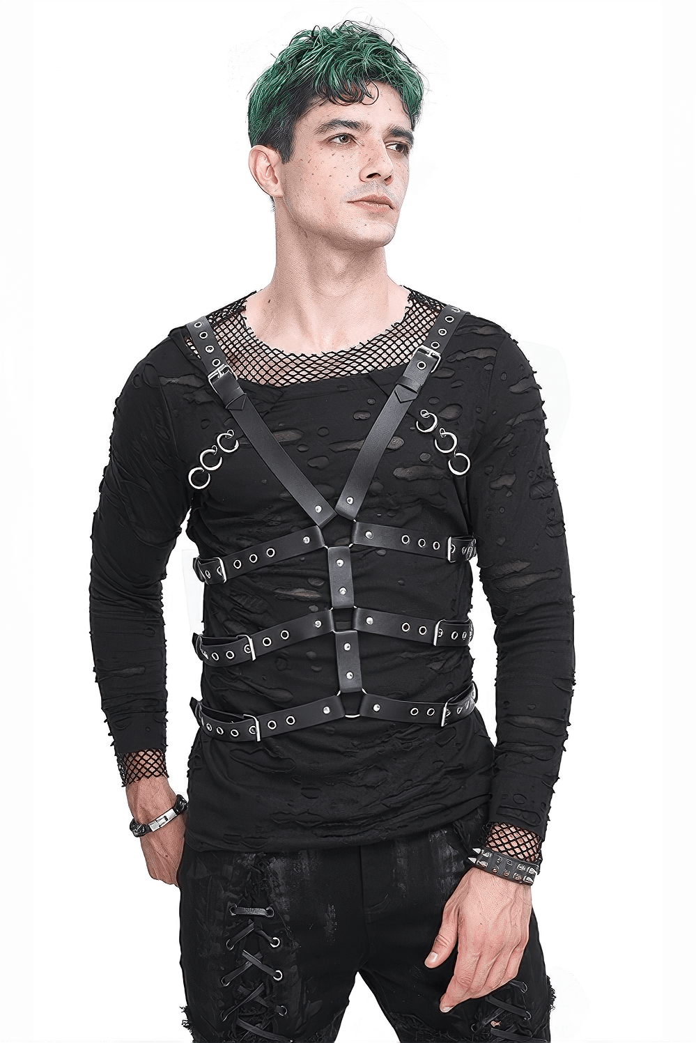 Male Multi-Buckle PU Leather Body Harness in Punk Style