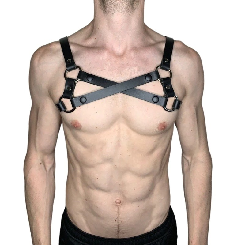 Male PU Leather Sexy Harness / Fetish Adjustable Belt / Erotic Punk Rave Bondage - HARD'N'HEAVY