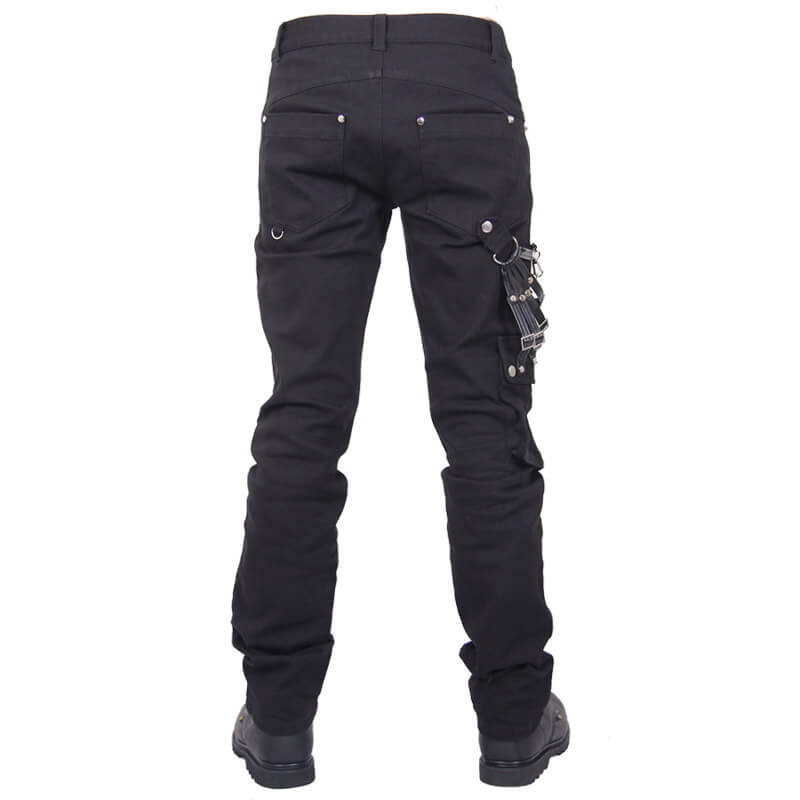 Male Punk Rock Straight Long Pants / Fashion Motocycle Trousers with Chain for Men - HARD'N'HEAVY