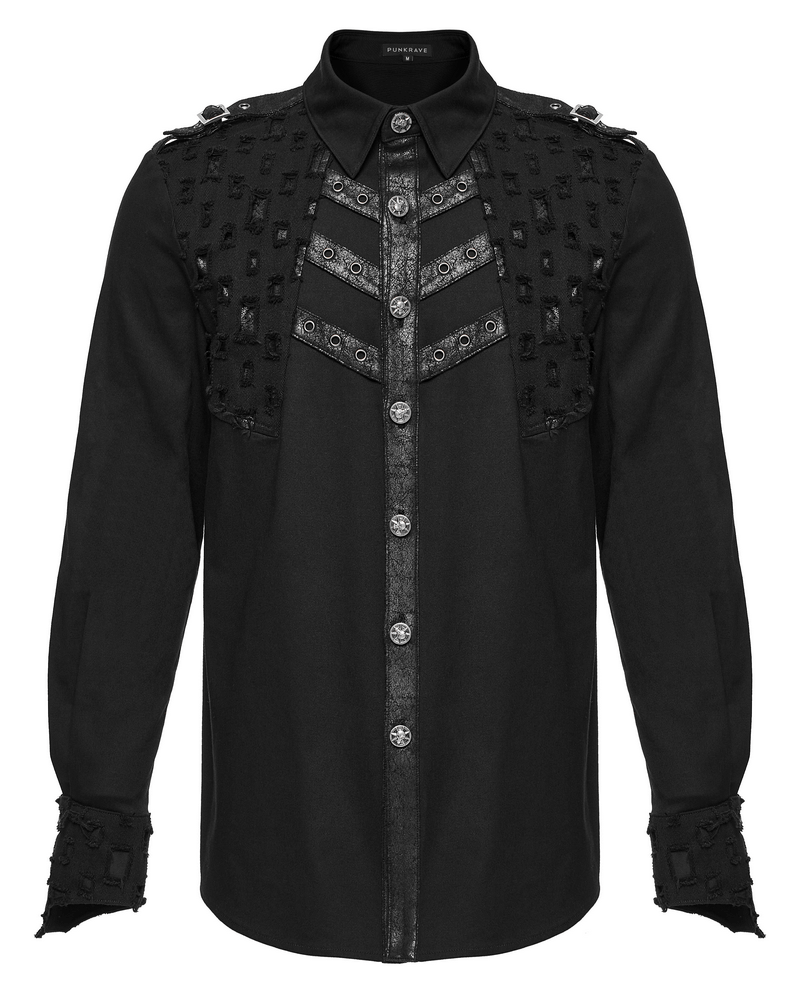 Male Studded Gothic Shirt with Metal Skull Accents - HARD'N'HEAVY