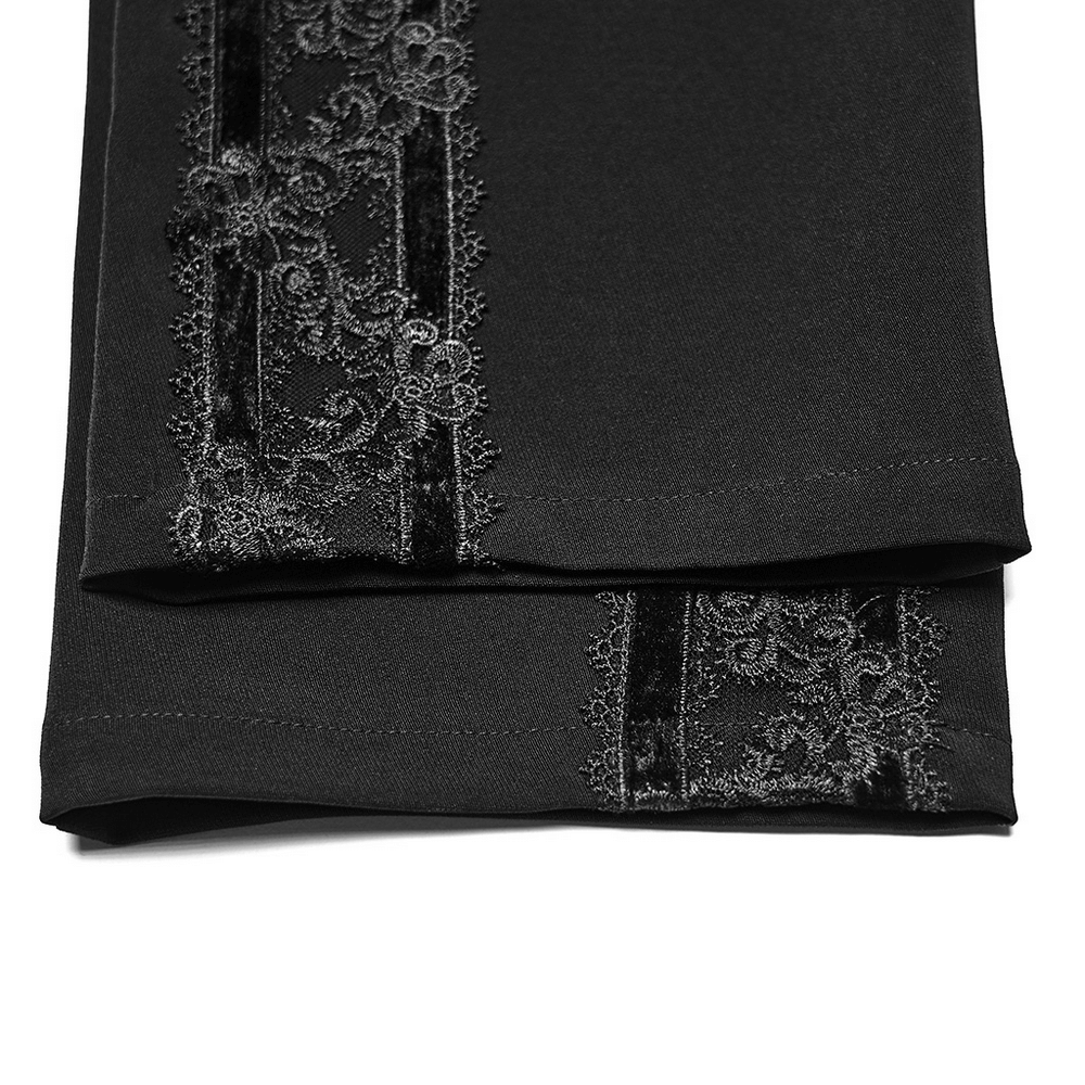 Male Velvet Trim Tailored Trousers with Lace Side Panels showcasing the intricate lace and velvet detailing.