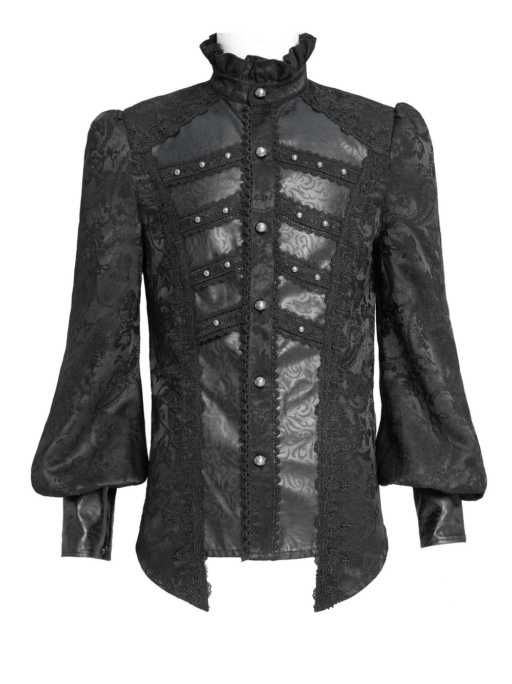 Chemise victorienne pour homme avec brocart et garniture en cuir