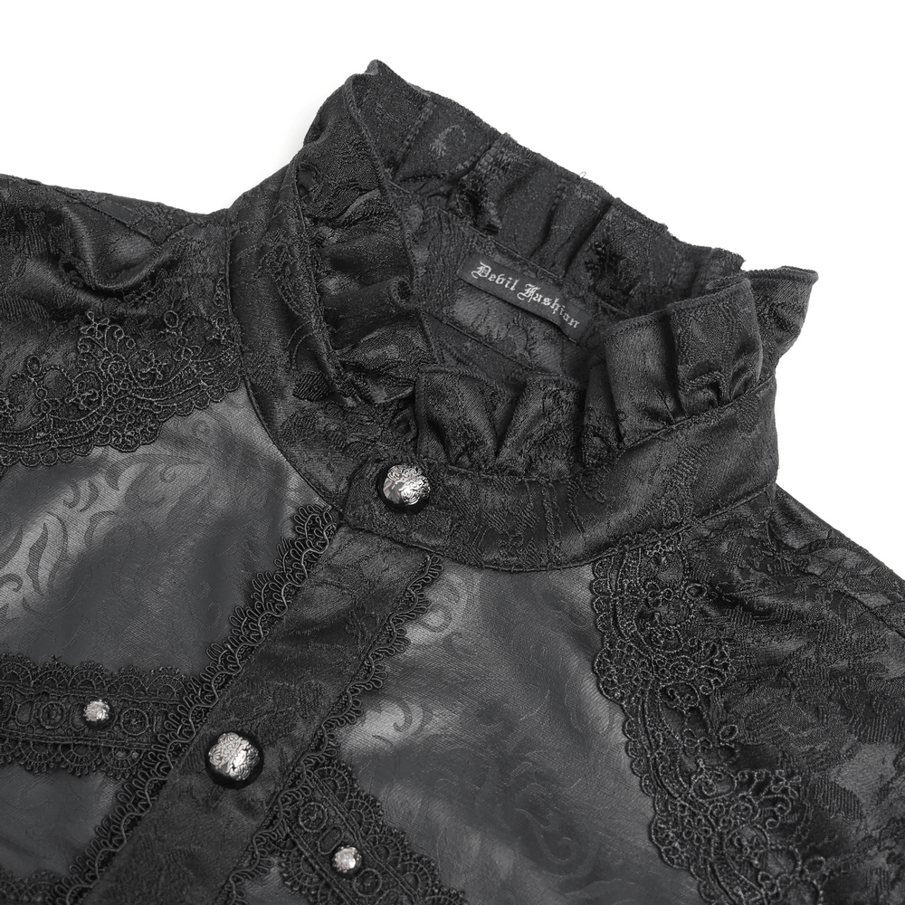 Male Victorian Shirt with Brocade and Leather Trim