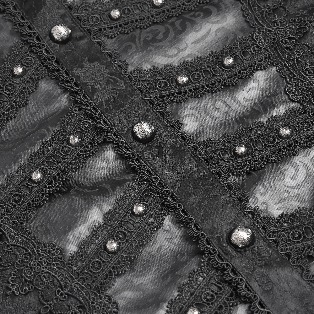 Male Victorian Shirt with Brocade and Leather Trim