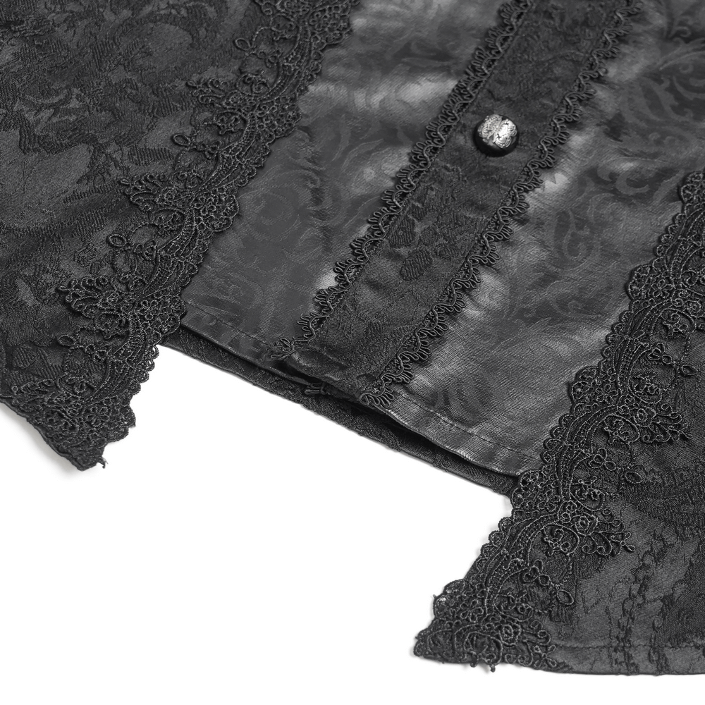 Male Victorian Shirt with Brocade and Leather Trim