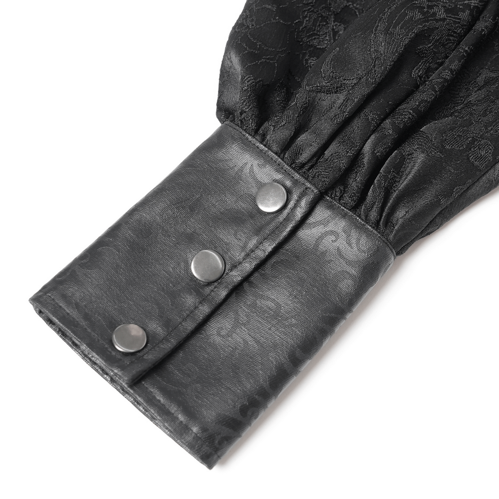 Male Victorian Shirt with Brocade and Leather Trim