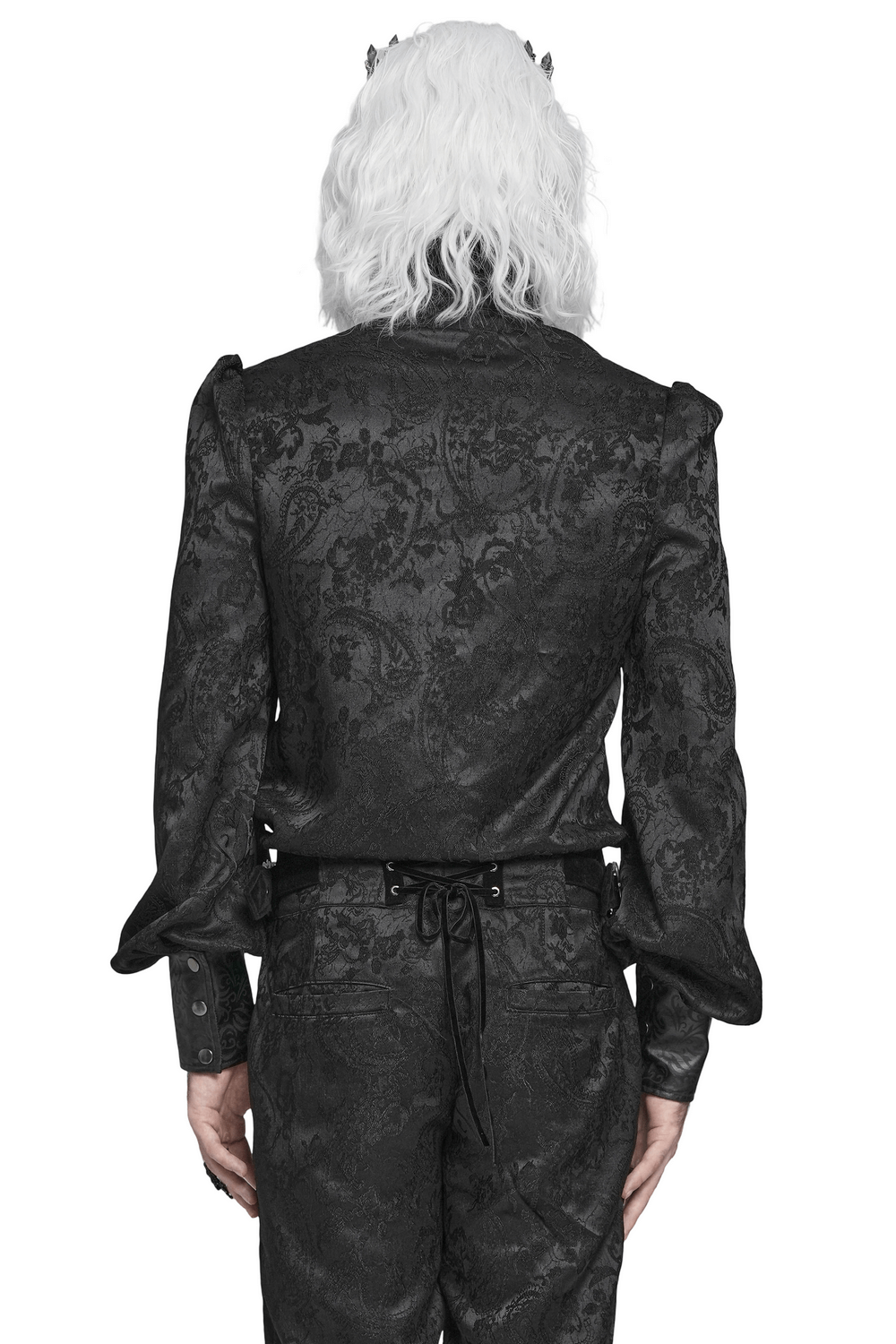 Chemise victorienne pour homme avec brocart et garniture en cuir