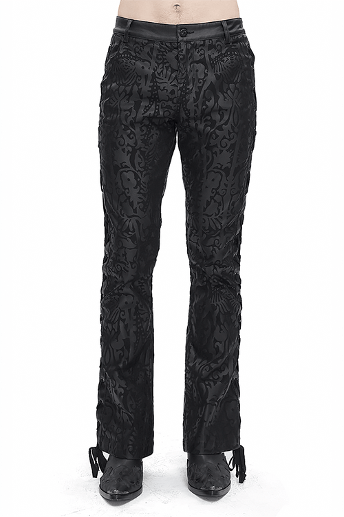 Männliche Vintage-Muster-Schnür-Schlaghose im Gothic-Stil