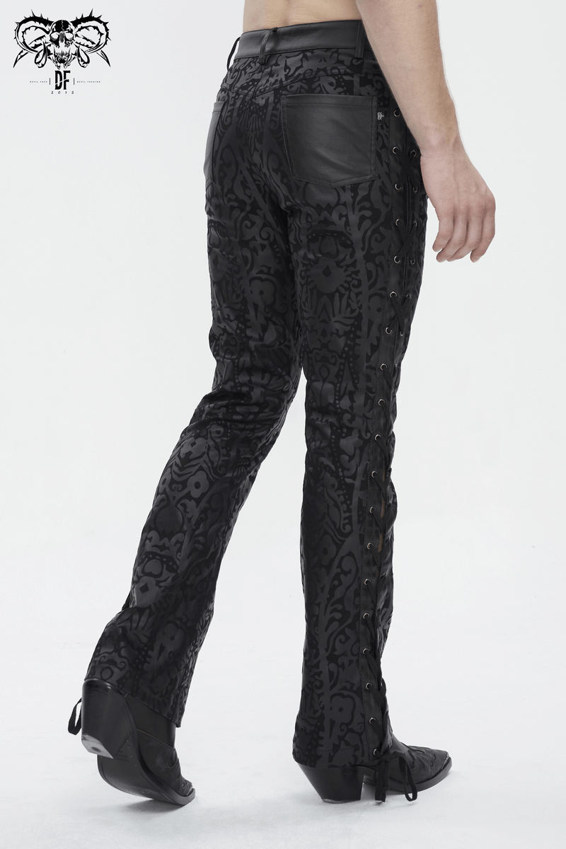 Male Vintage Pattern Lace-Up Flared Pants in Gothic Style - HARD'N'HEAVY