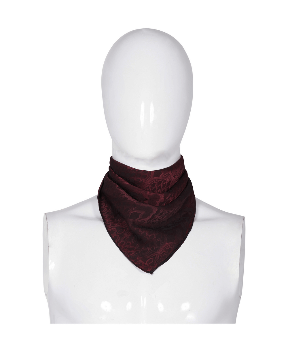 Men's wine-red gothic jacquard triangular bandana scarf, perfect for a dramatic gothic look.