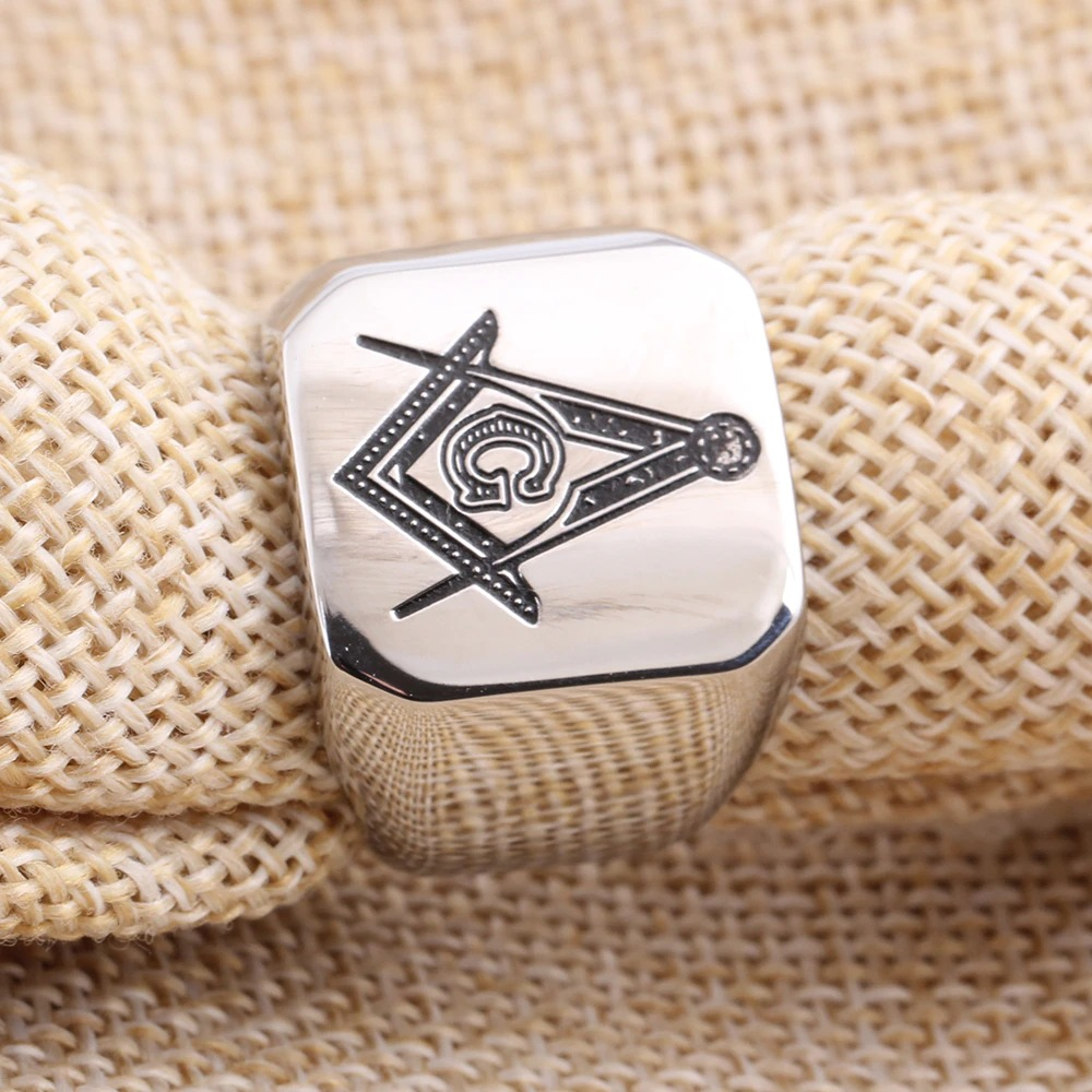 Masonic Ring for Men and Women / Stainless Steel Signet Ring in Punk Style - HARD'N'HEAVY