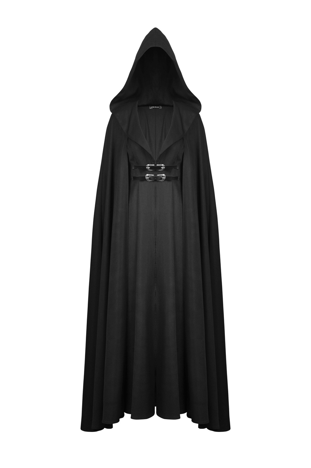 Medieval black hooded cape cloak, perfect for Halloween cosplay or everyday wear, featuring a stylish buckle design.