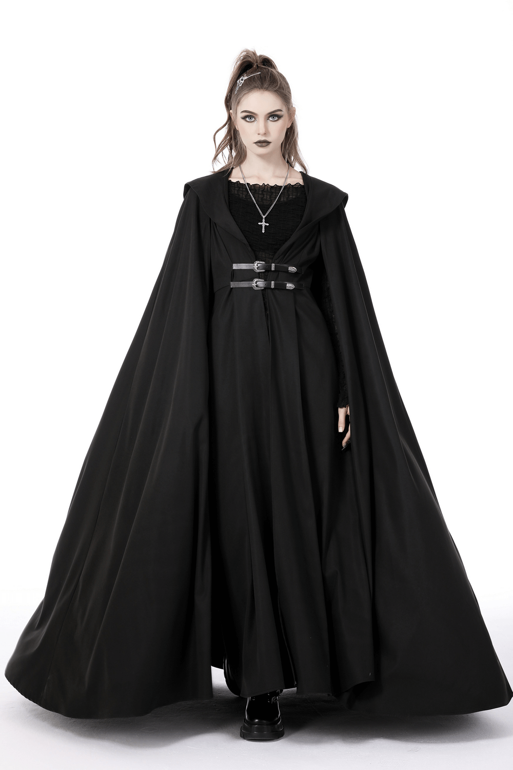 Medieval Renaissance hooded cape cloak for adults; perfect for Halloween, cosplay, or everyday wear.