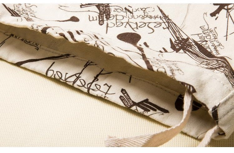 Close-up of stylish fabric with unique print design for men’s cargo cotton shorts, highlighting texture and detail.