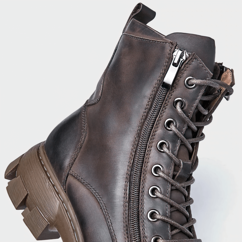 Men Genuine Leather Retro Motorcycle Boots in Alternative Fashion / Casual Trendy Shoes - HARD'N'HEAVY