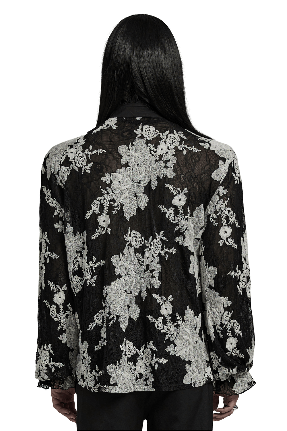 Men’s Gothic Floral Embroidered Lantern Sleeves Shirt