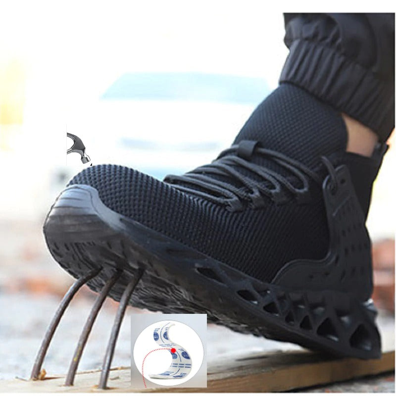 Men Safety Shoes with Metal Toe / Work Boots with Steel Toe / Waterproof Breathable Sneakers - HARD'N'HEAVY