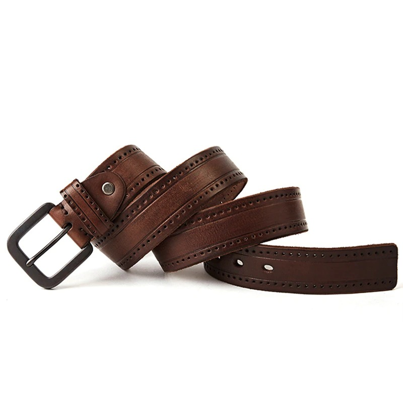 Men's Aesthetic Genuine Leather Belt With Buckle / Rock Vintage Cowskin Belt For Men - HARD'N'HEAVY