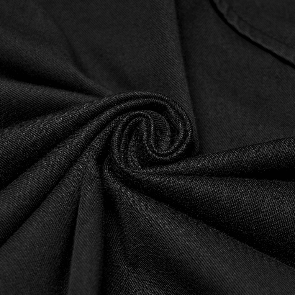 Men's Asymmetric Hoodie with Zipper and Buckle Details close-up of elastic knitted denim fabric.