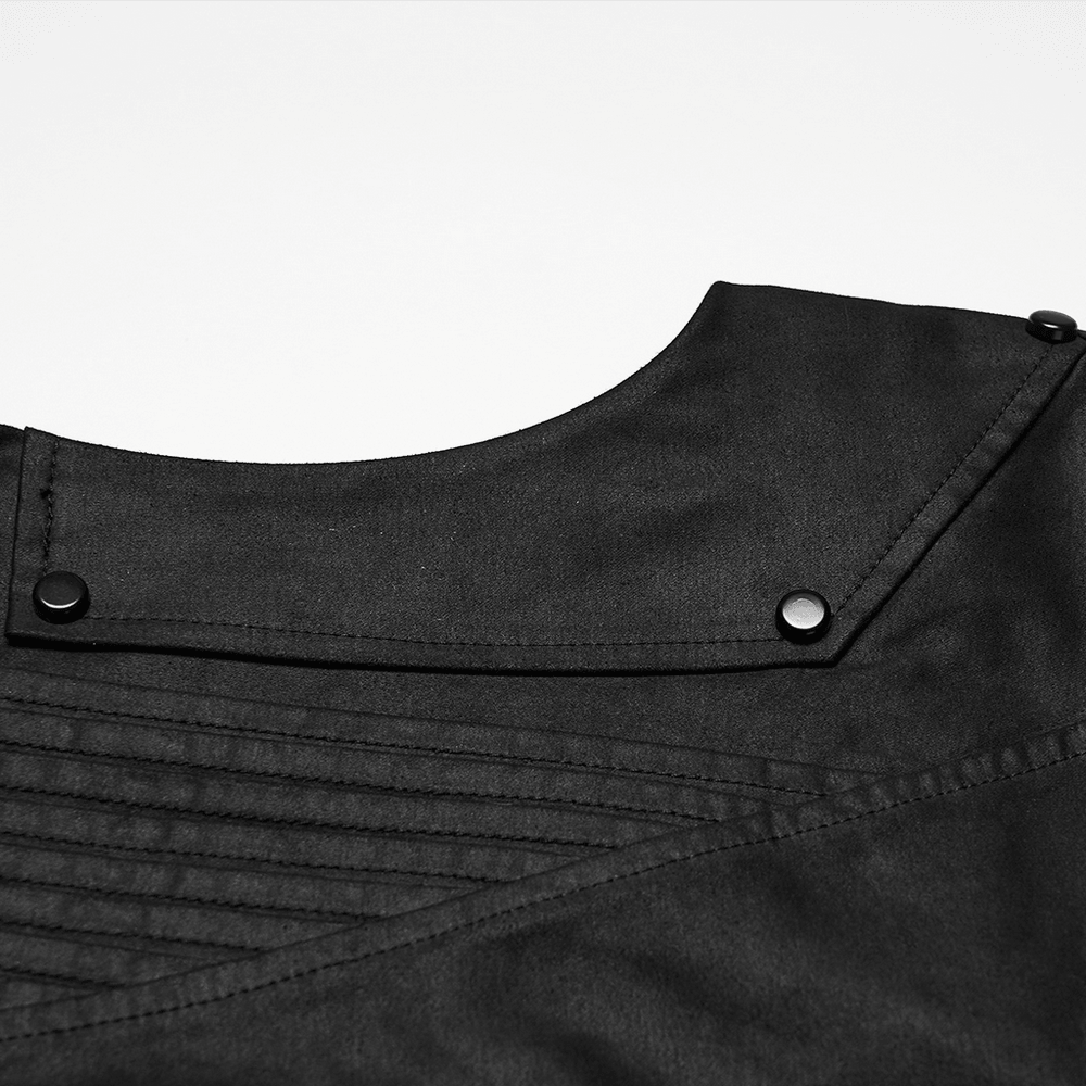 Men's Black Cyberpunk Sleeveless Stand Collar Vest