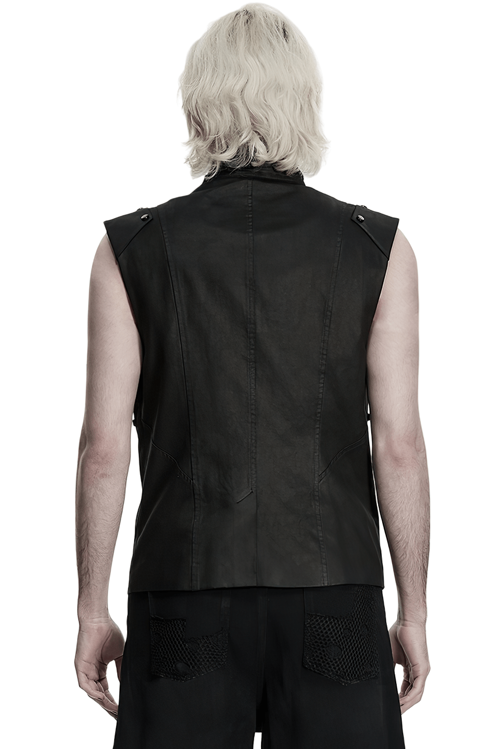 Men's Black Cyberpunk Sleeveless Stand Collar Vest