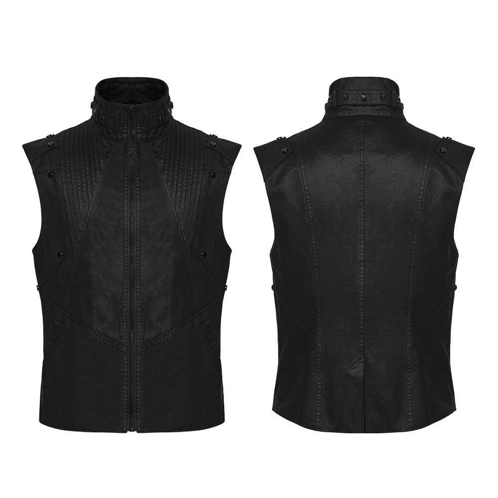Men's Black Cyberpunk Sleeveless Stand Collar Vest