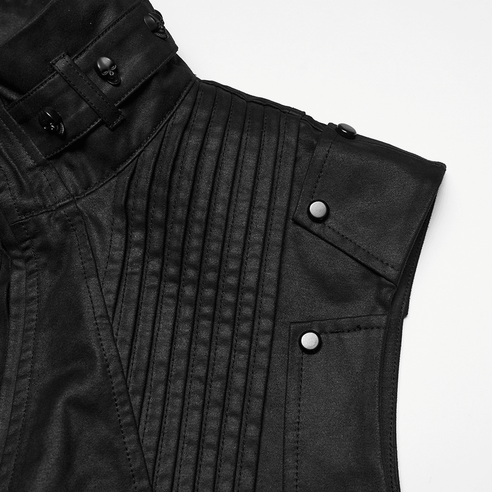 Men's Black Cyberpunk Sleeveless Stand Collar Vest