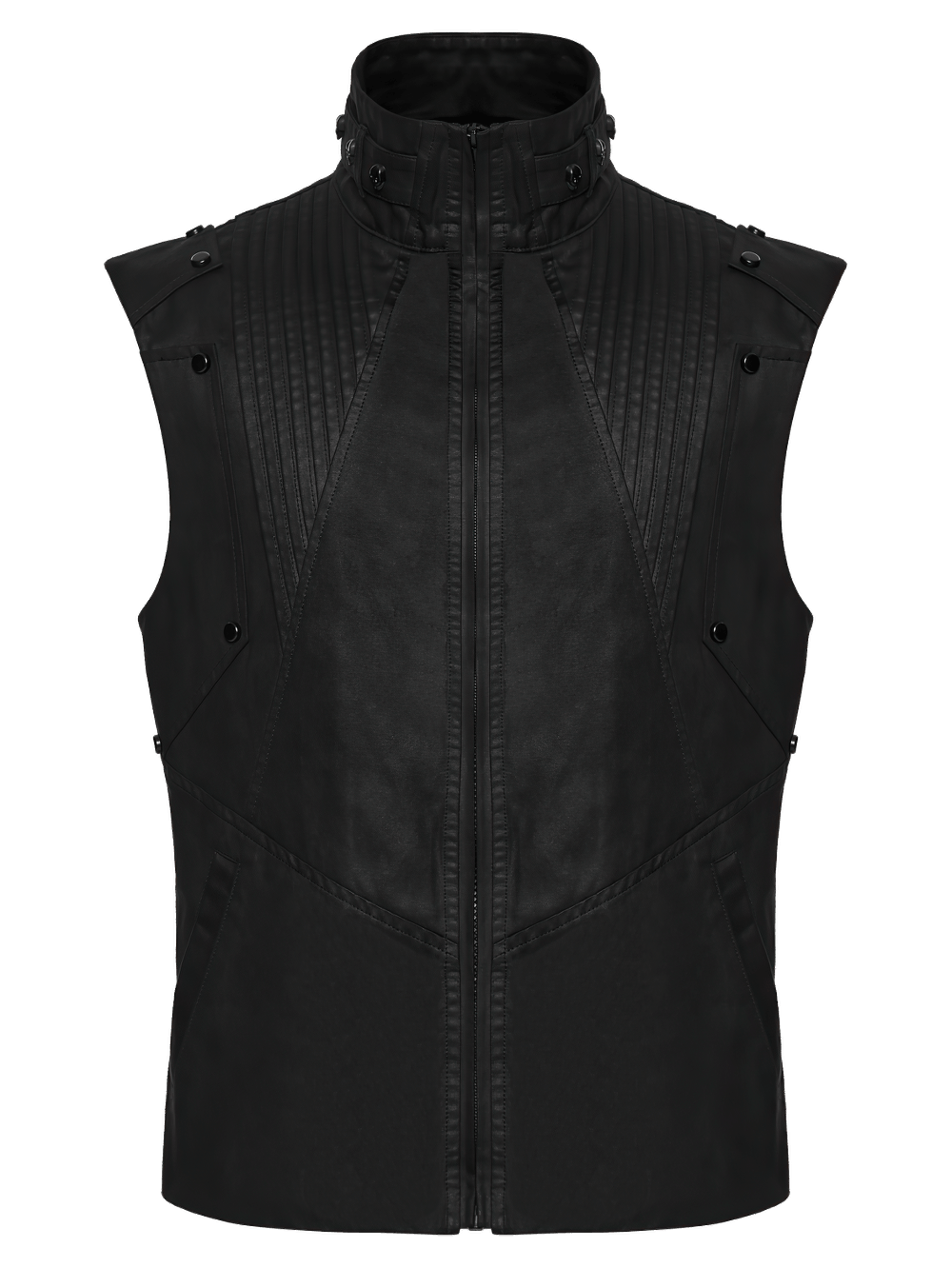 Men's Black Cyberpunk Sleeveless Stand Collar Vest