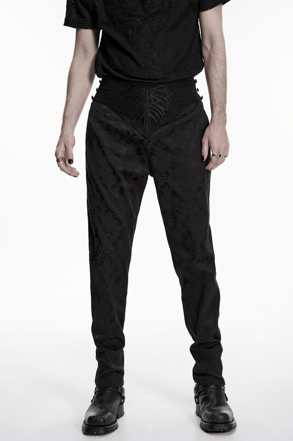 Men's Black Gothic Embroidered Jacquard Pants