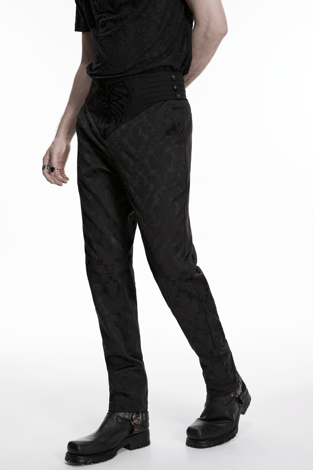 Men's Black Gothic Embroidered Jacquard Pants
