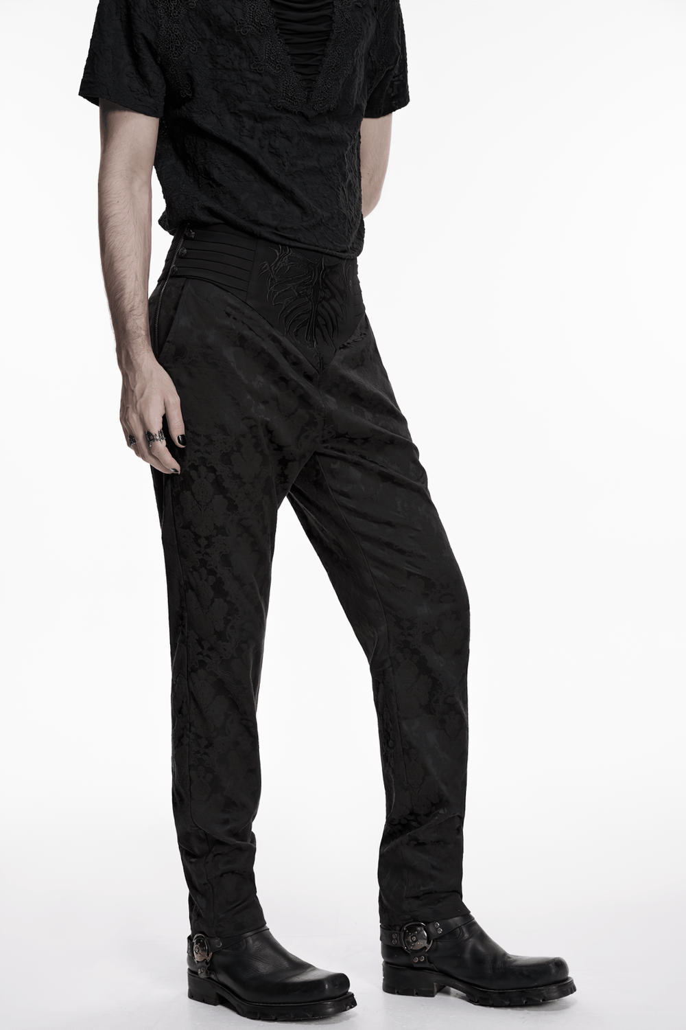 Men's Black Gothic Embroidered Jacquard Pants