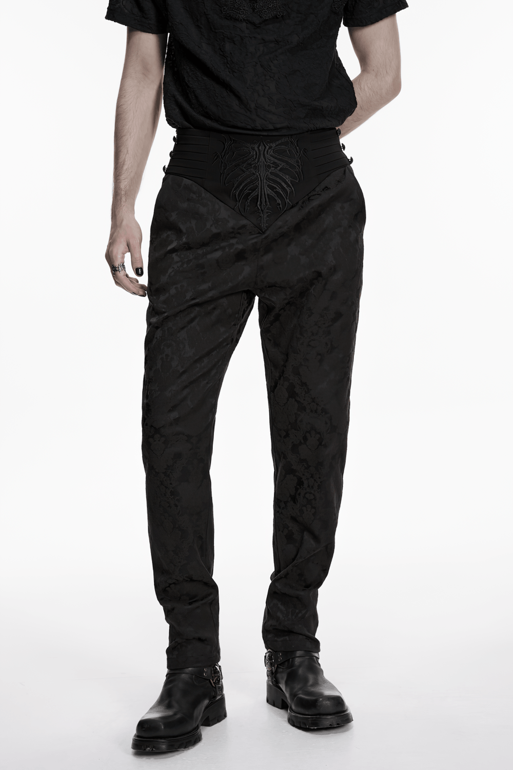 Men's Black Gothic Embroidered Jacquard Pants
